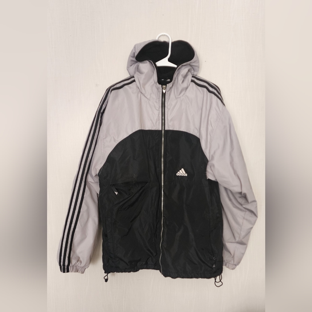 Vintage 1990s Adidas Three Stripes Full Zip Windbreaker Jacket